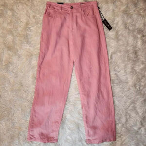 BLANK NYC The Baxter Ribcage Straight Leg Pink Linen Pants